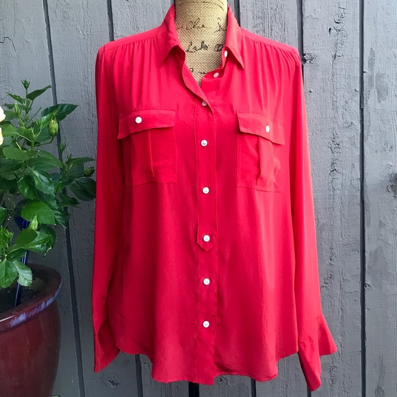 J. Crew Tops - J Crew Gorgeous Red Button Down